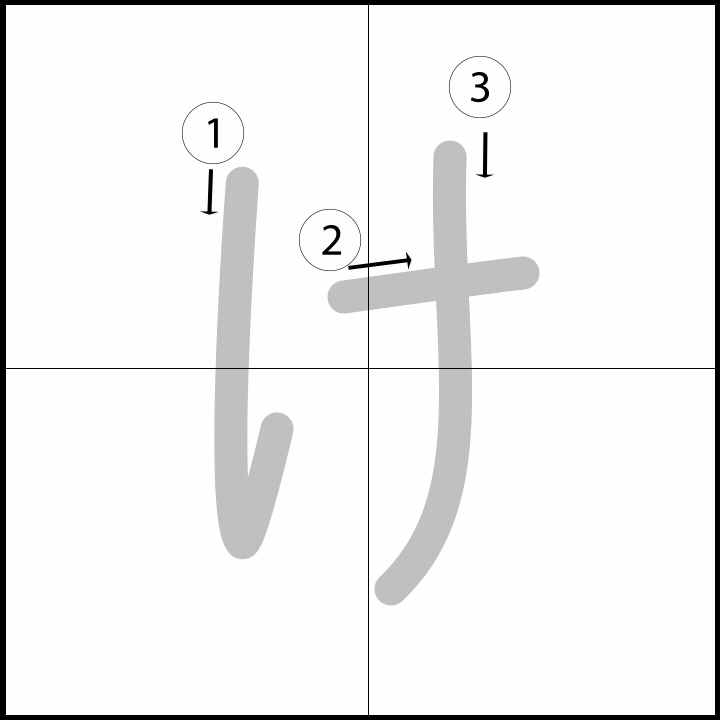 Stroke order for け