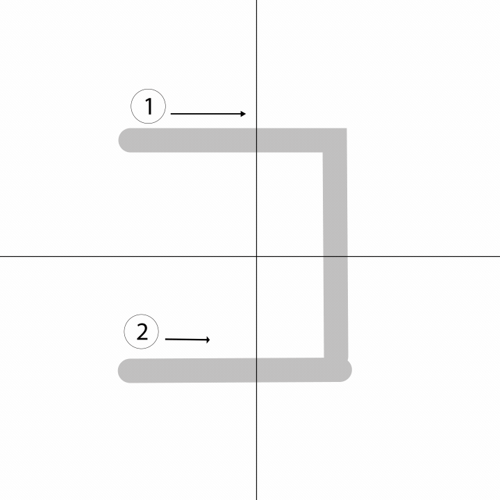 Stroke order for コ