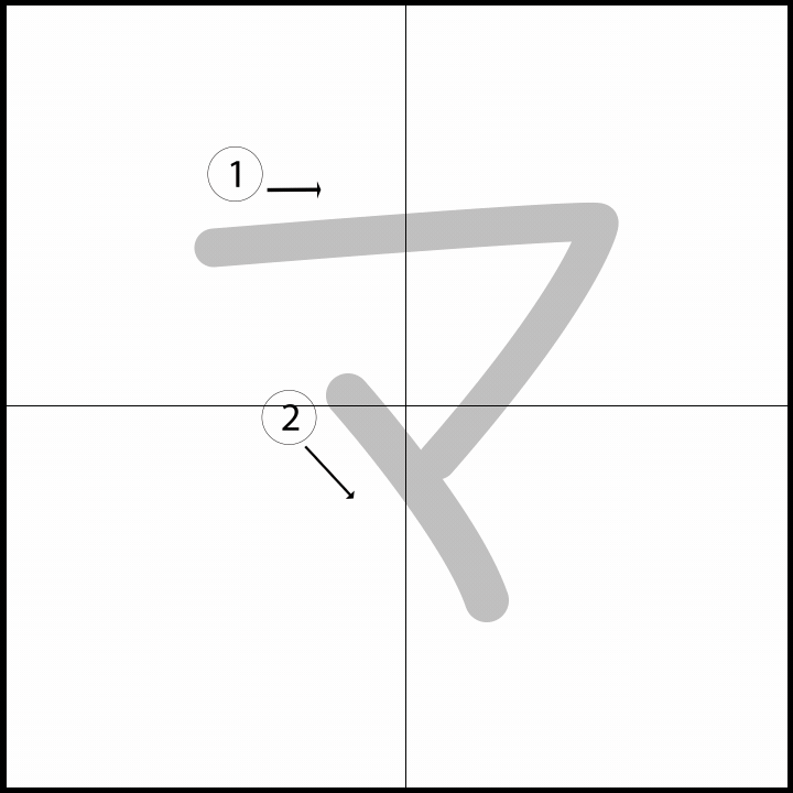 Stroke order for マ