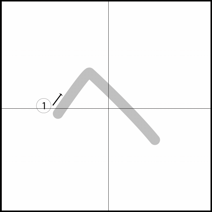 Stroke order for ヘ