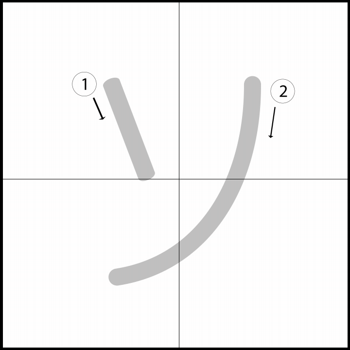 Stroke order for ソ