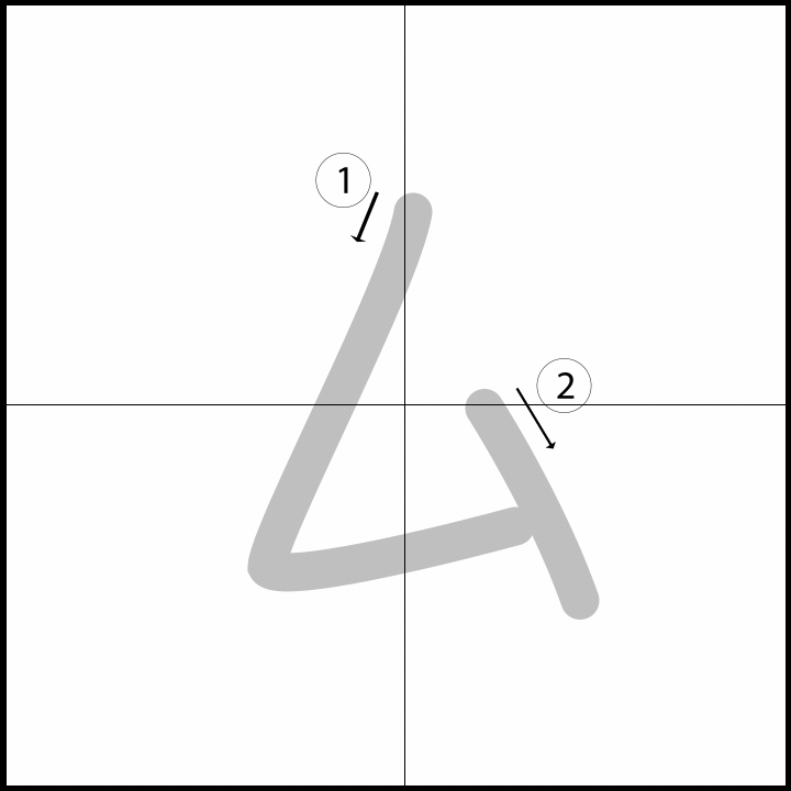 Stroke order for ム