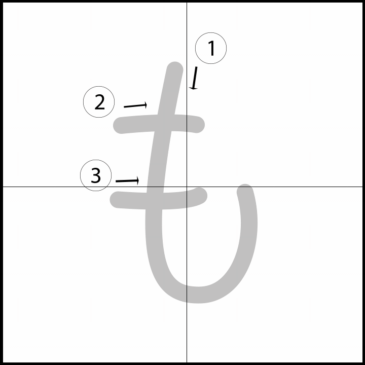 Stroke order for も