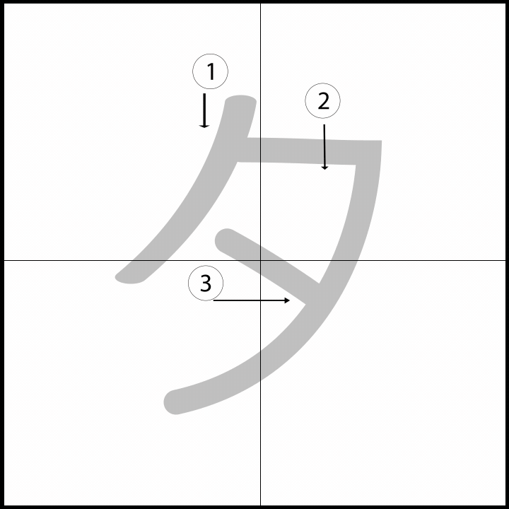 Stroke order for タ