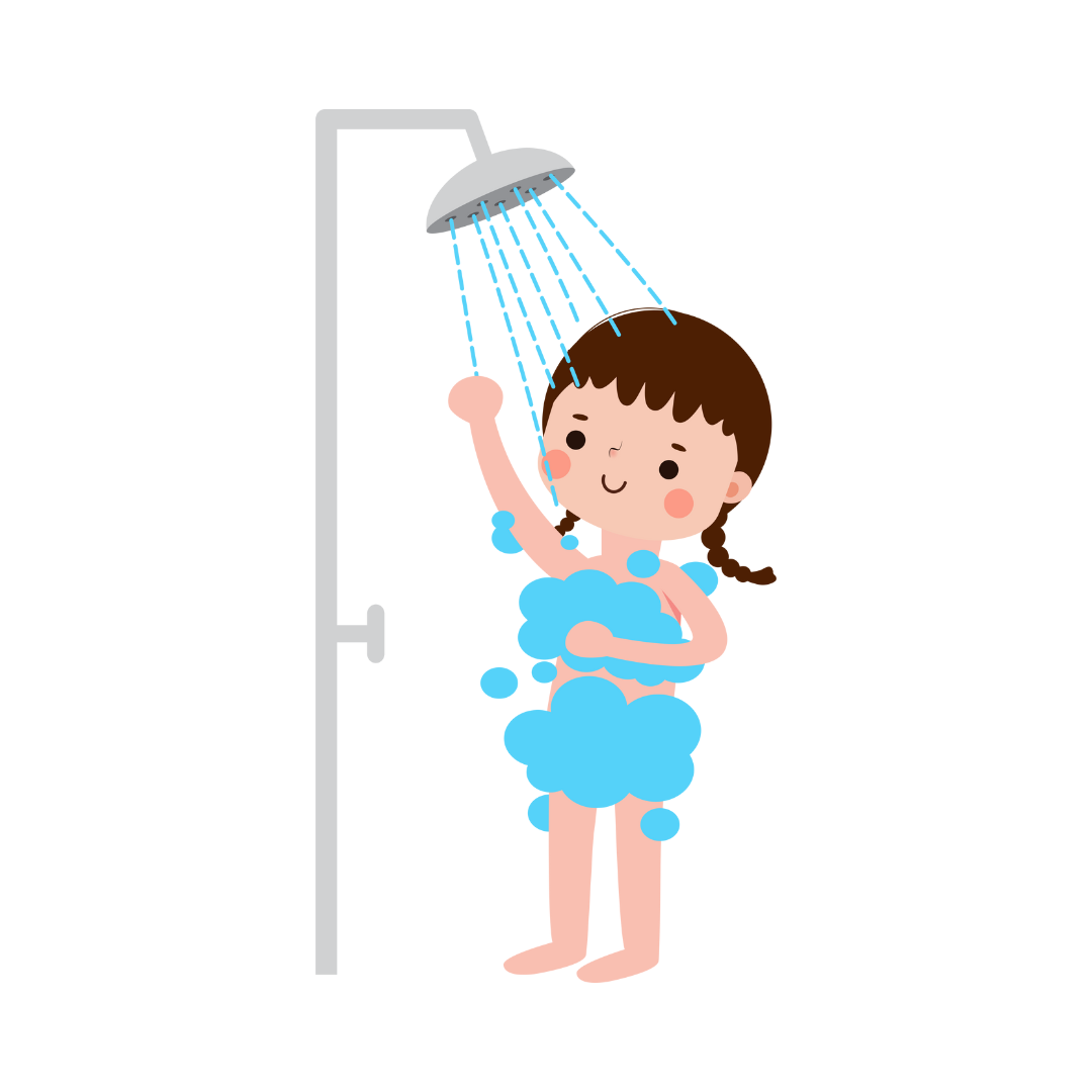 シャワーを　あびます