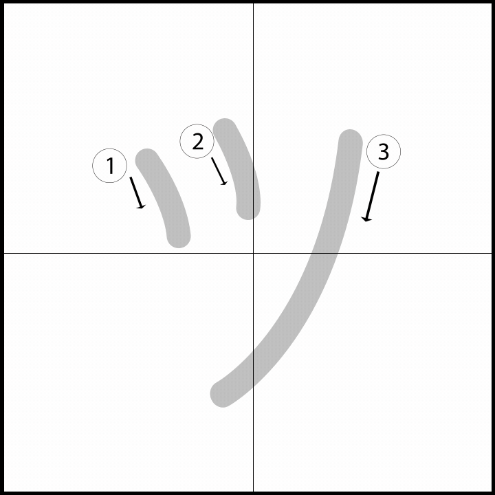 Stroke order for ツ