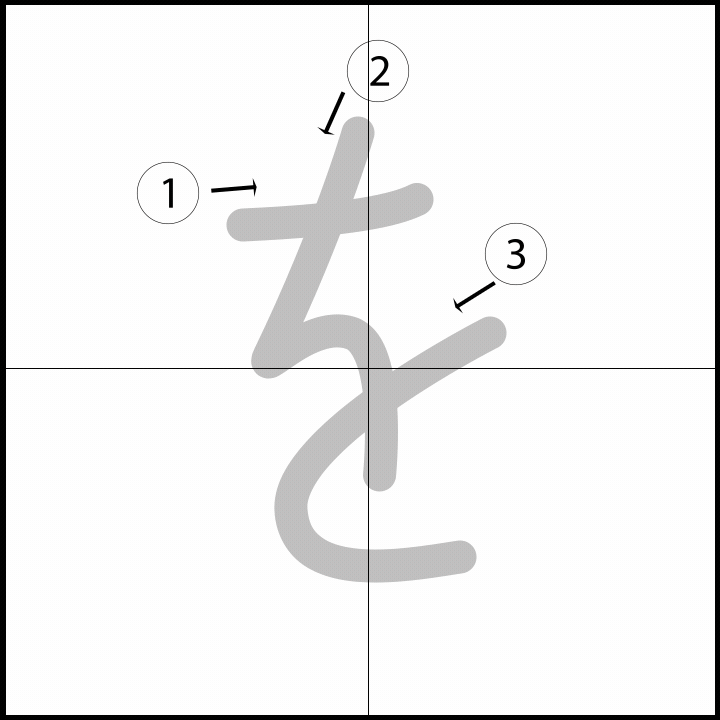 Stroke order for を