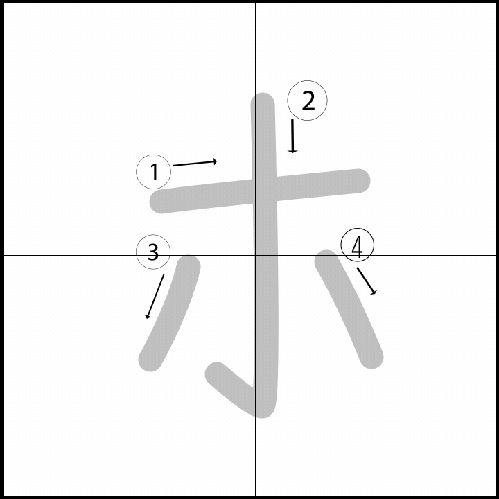 Stroke order for ホ