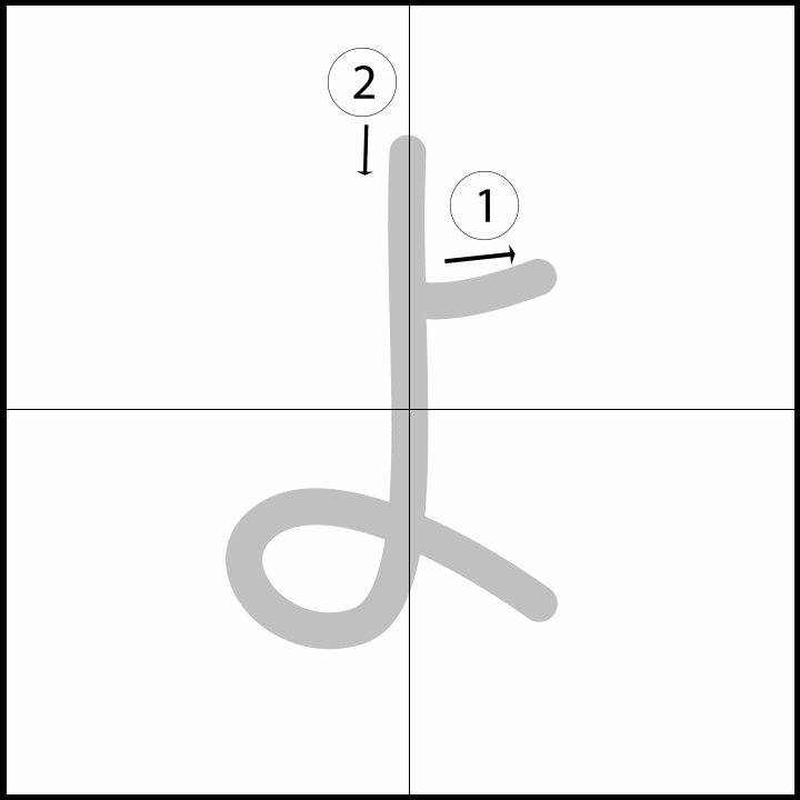 Stroke order for よ